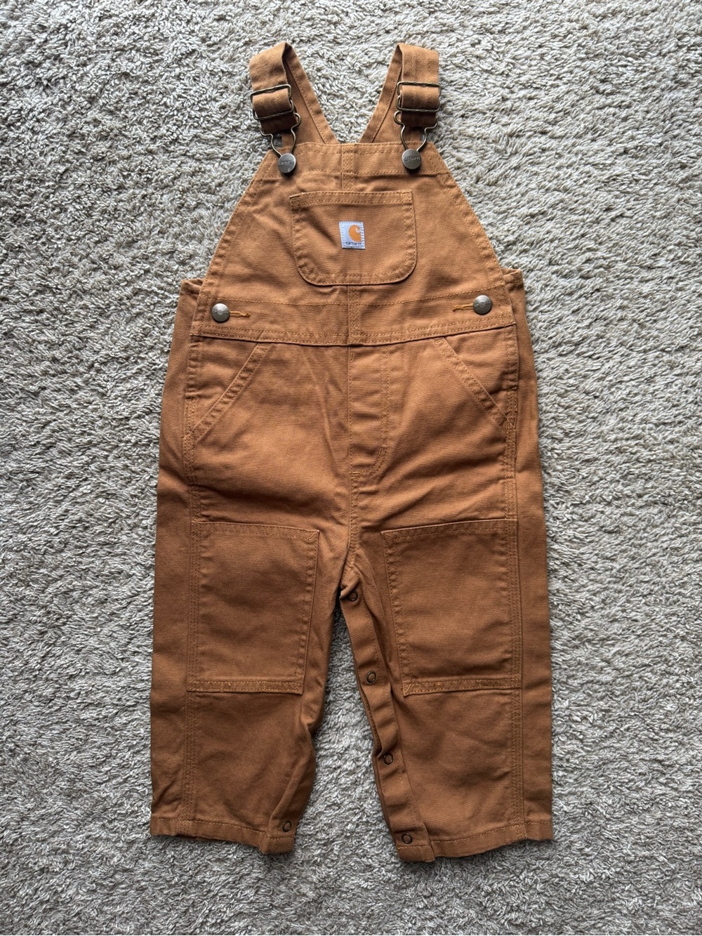 Carhartt Toddler Brown Canvas Bib Overalls 18M Like New